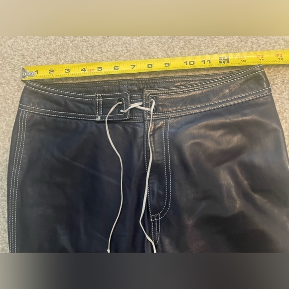 Ralph Lauren Purple Label Vintage Leather Flare Pants Lace Up Tie Front Runway 6 - Picture 4 of 14